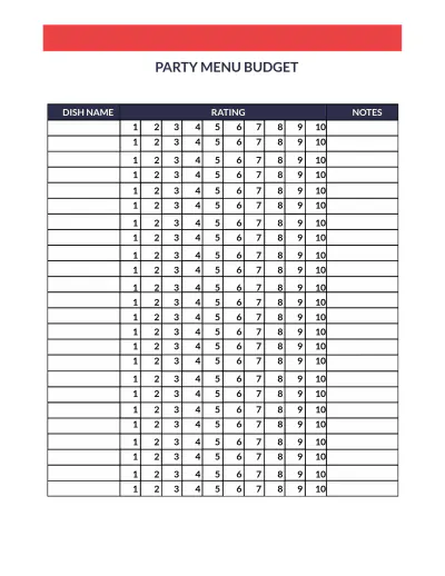 Free Party Menu Planner Template to Edit Online