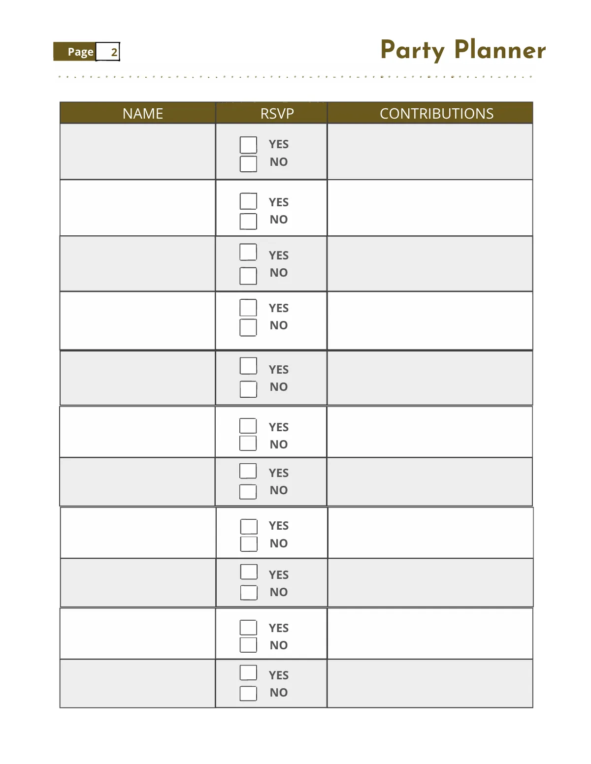 Free Classroom Party Planner Template to Edit Online