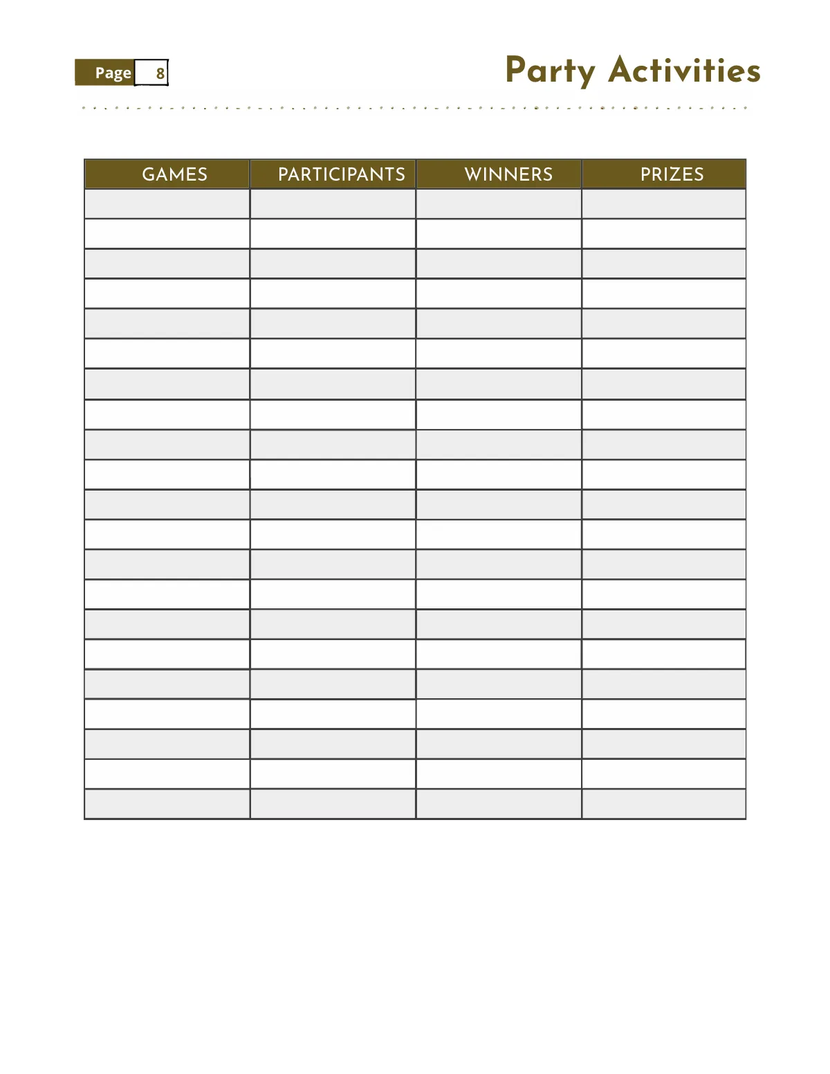 Free Classroom Party Planner Template to Edit Online