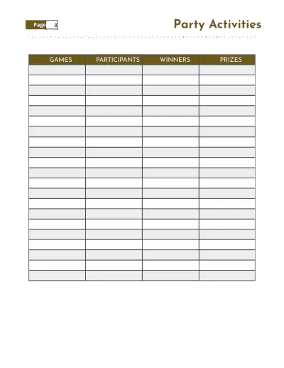 Free Classroom Party Planner Template to Edit Online