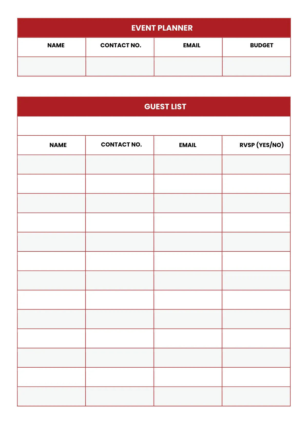 Free Simple Event Planner Template to Edit Online