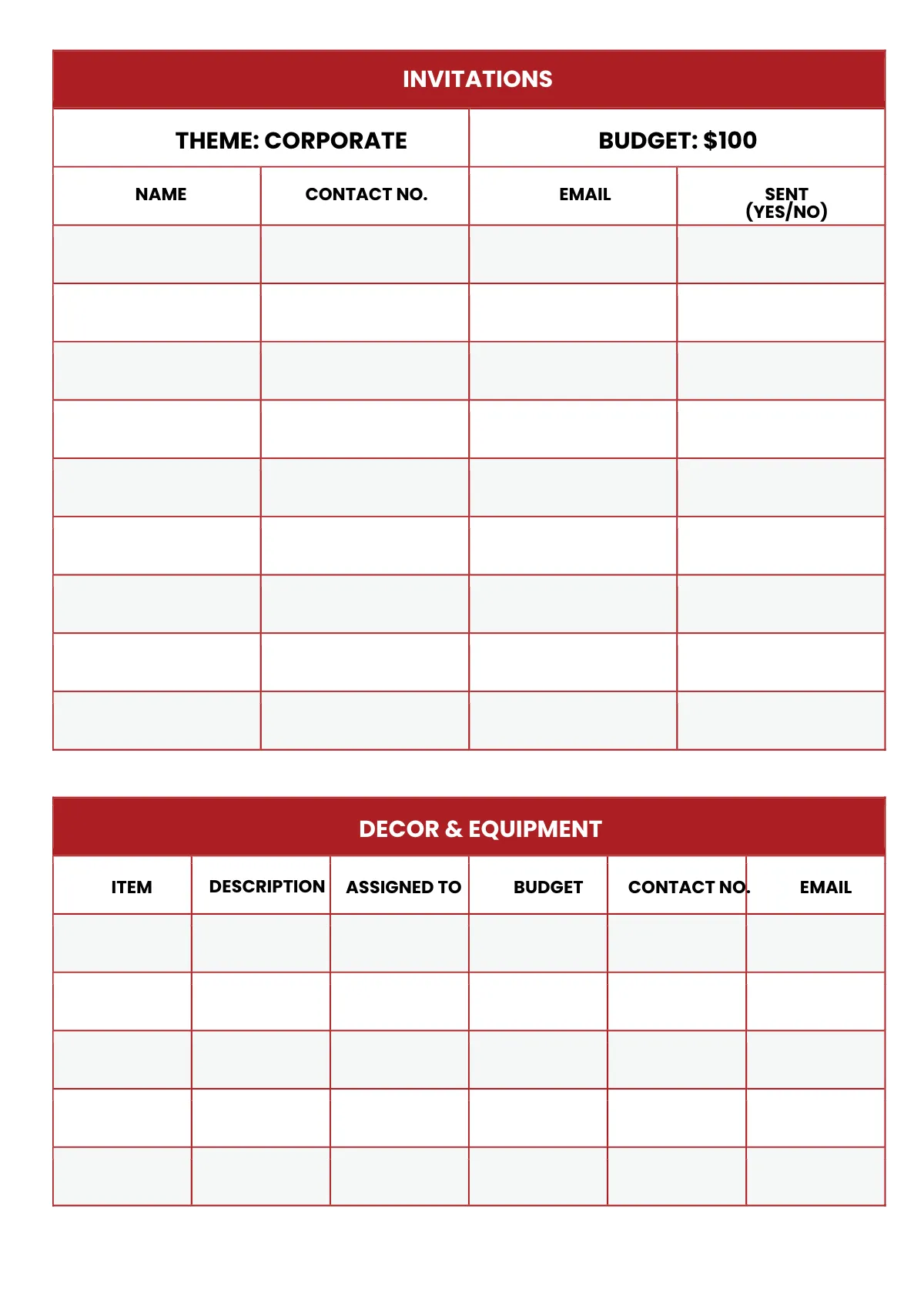 Free Simple Event Planner Template to Edit Online