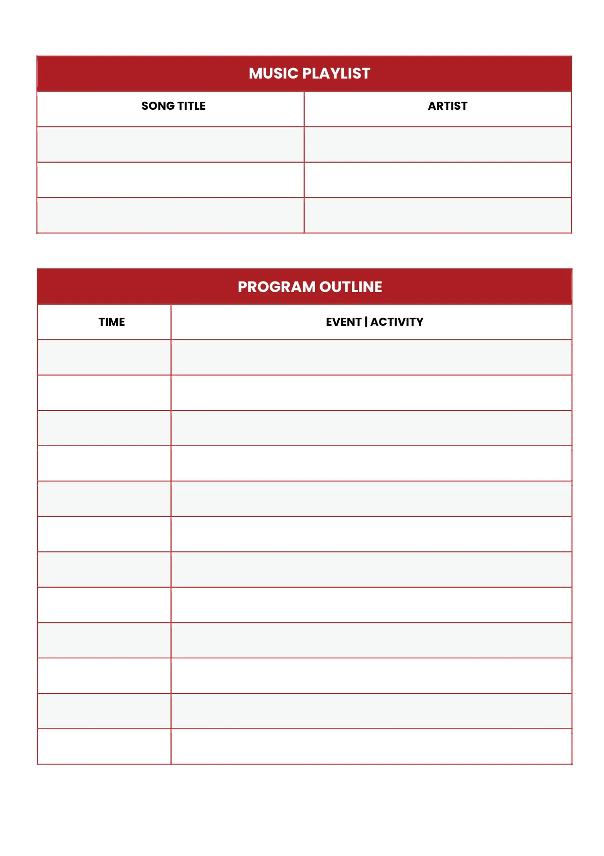 Free Simple Event Planner Template to Edit Online