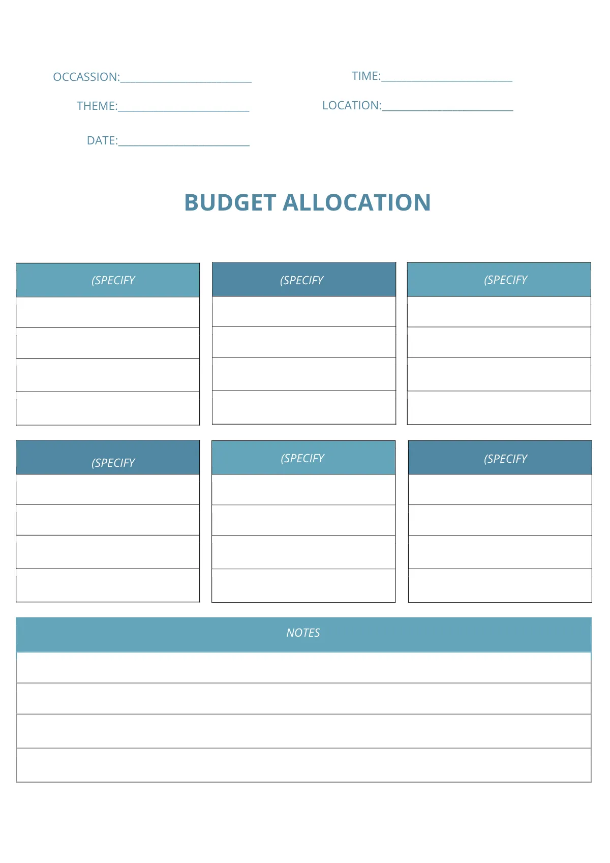 Free Blank Event Planner Template to Edit Online