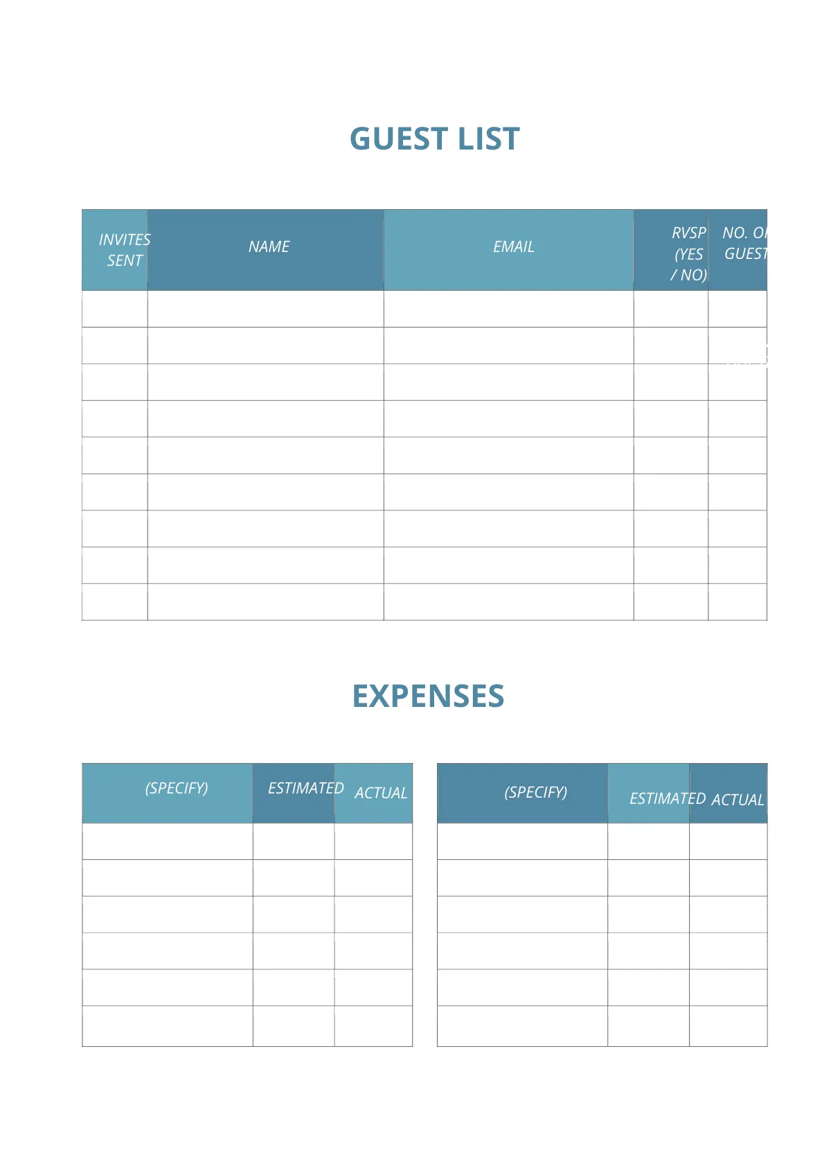 Free Blank Event Planner Template to Edit Online