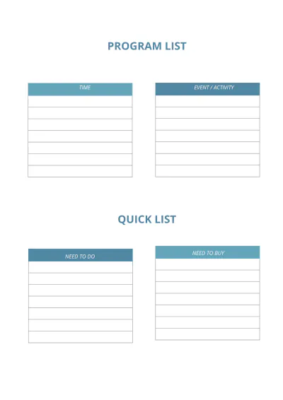 Free Blank Event Planner Template to Edit Online