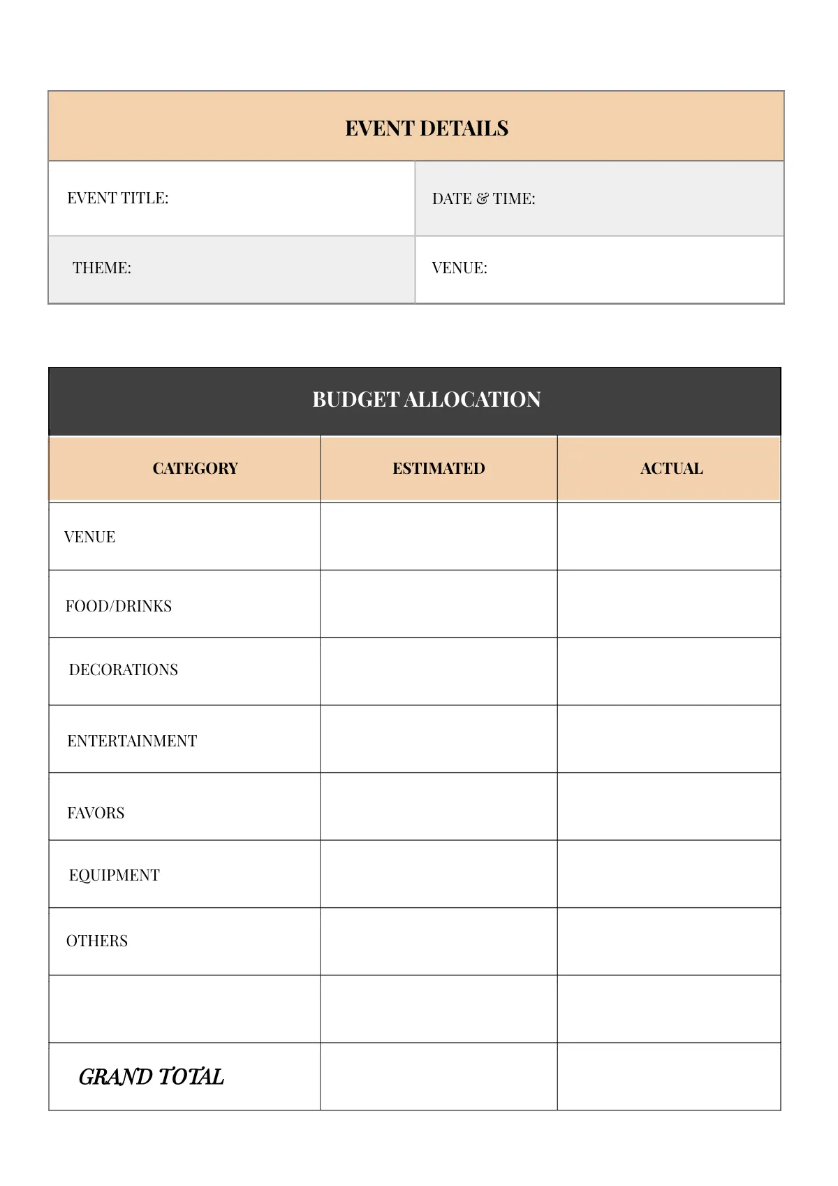 Free Gift Event Planner Template to Edit Online