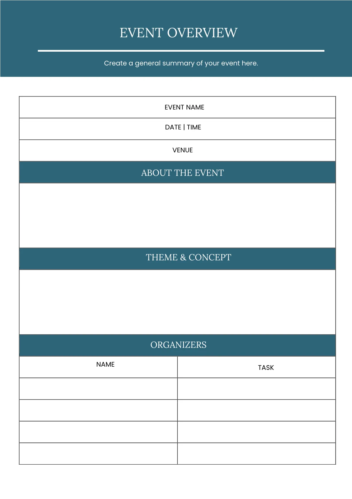 Free Online Event Planner Template to Edit Online