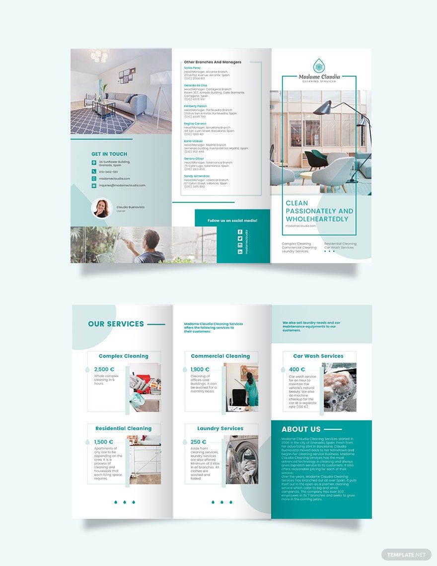 Cleaning Service Company Tri-Fold Brochure Template