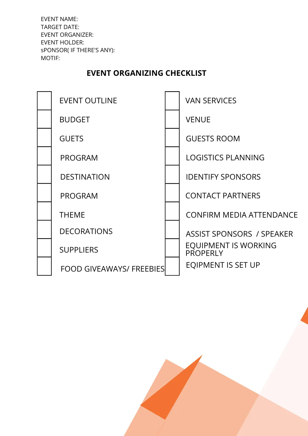 Free Event Schedule Planner Template to Edit Online