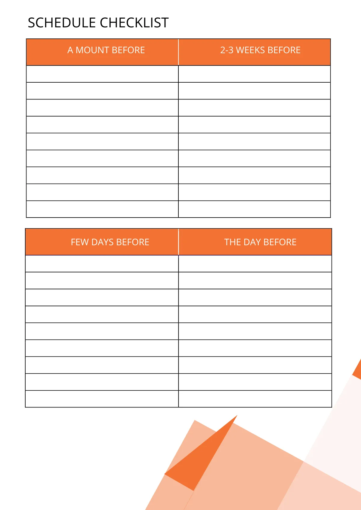 Free Event Schedule Planner Template to Edit Online
