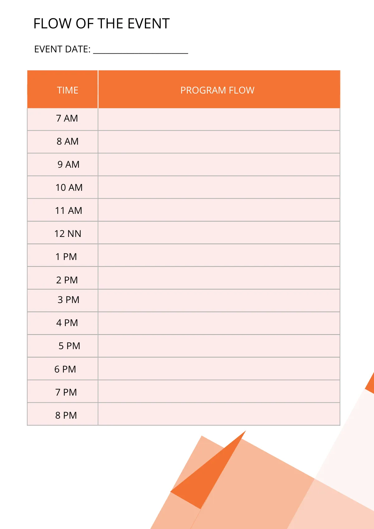 Free Event Schedule Planner Template to Edit Online
