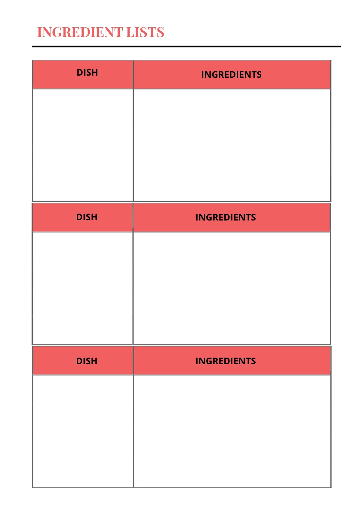 Free Event Menu Planner Template to Edit Online