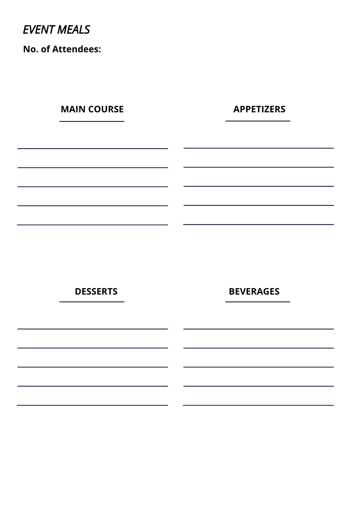 Free Event Meal Planner Template to Edit Online