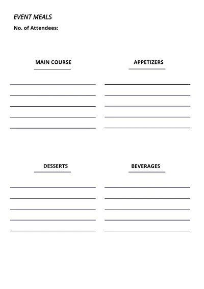 Free Event Meal Planner Template to Edit Online