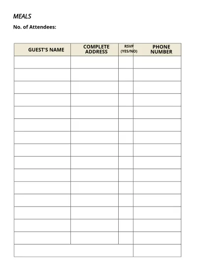 Free Event Meal Planner Template to Edit Online