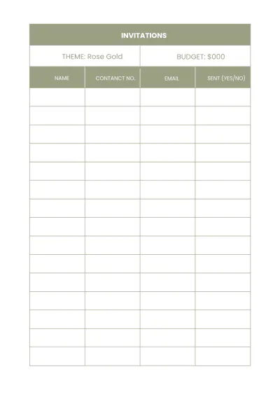 Free Printable Wedding Planner Template to Edit Online