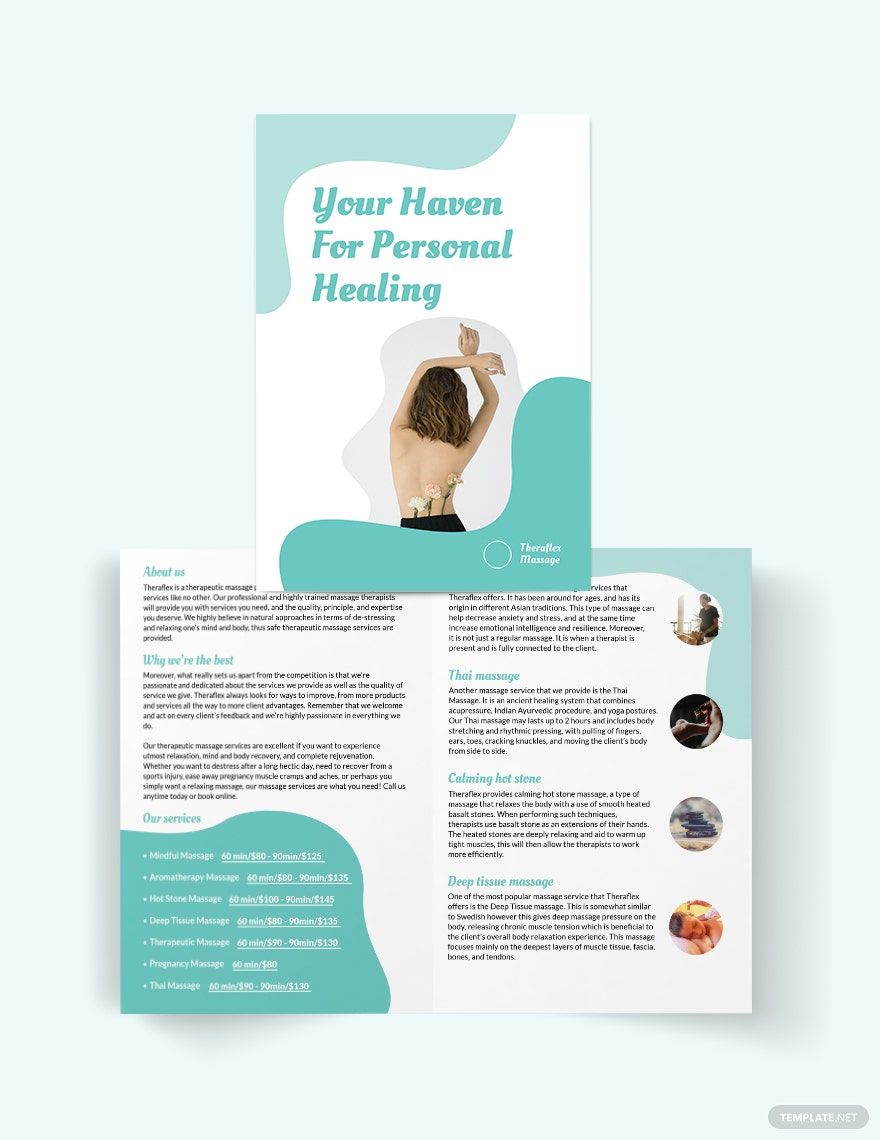 Simple Massage Therapy Bi-Fold Brochure Template
