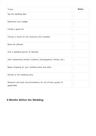 Free Basic Checklist Wedding Planner Template to Edit Online