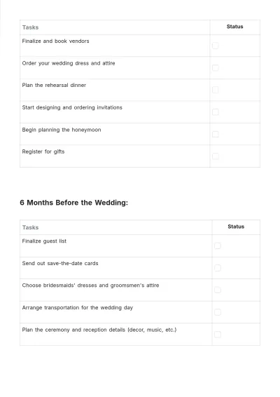 Free Basic Checklist Wedding Planner Template to Edit Online