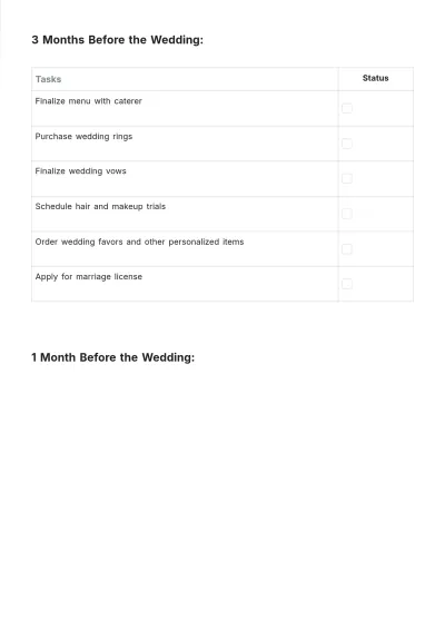 Free Basic Checklist Wedding Planner Template to Edit Online