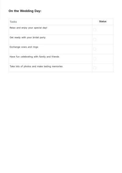 Free Basic Checklist Wedding Planner Template to Edit Online