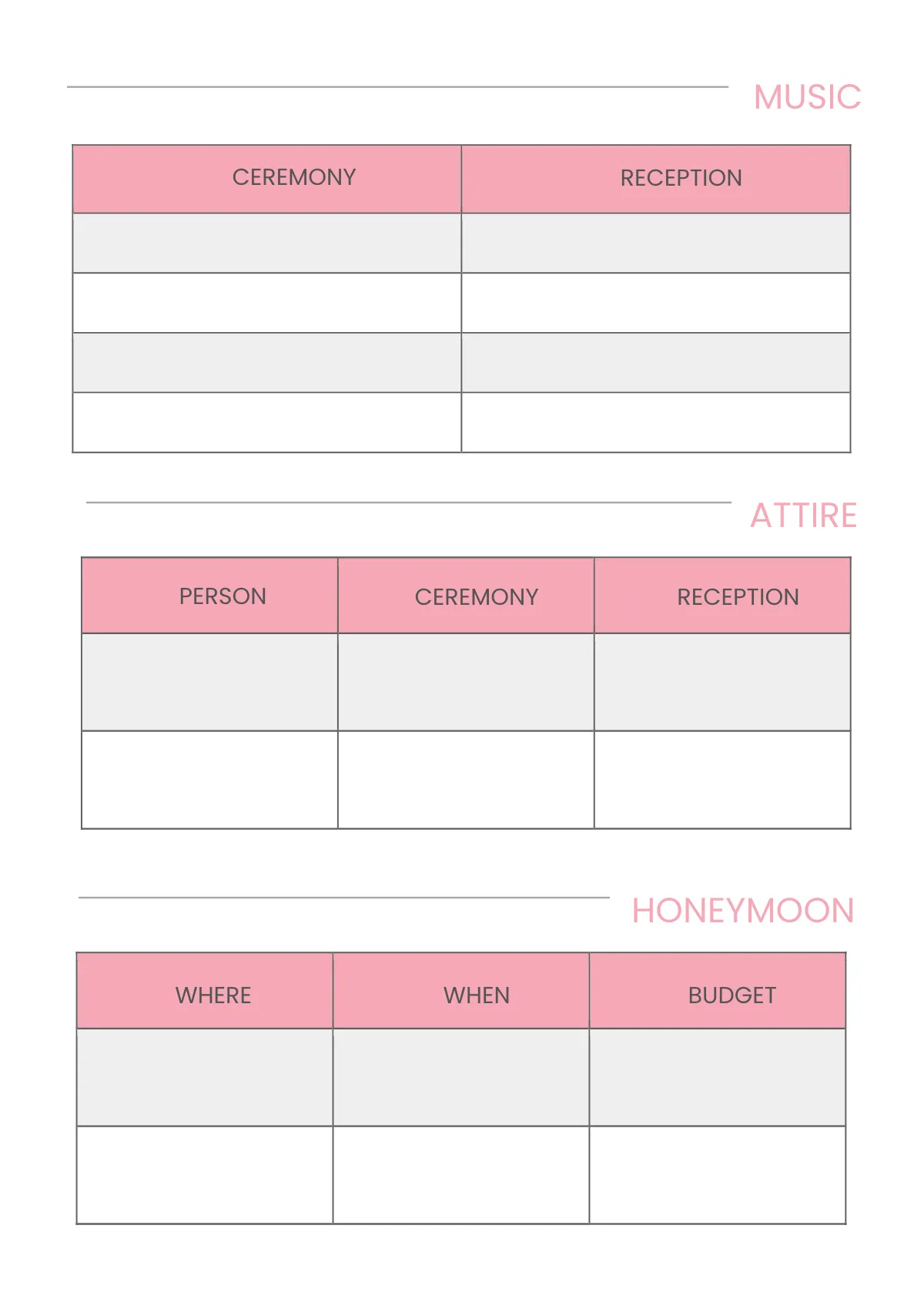 Free Sample 12-Month Wedding Planner Template to Edit Online