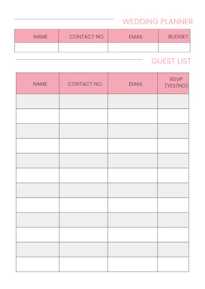 Free Sample 12-Month Wedding Planner Template to Edit Online