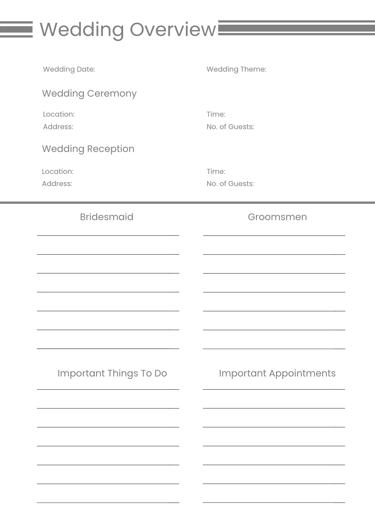 Free Sample Digital Wedding Planner Template to Edit Online