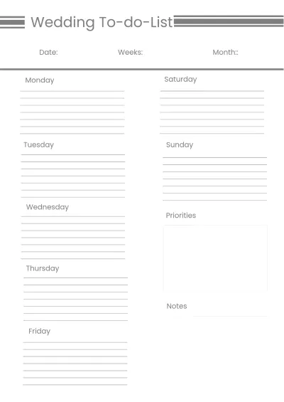 Free Sample Digital Wedding Planner Template to Edit Online