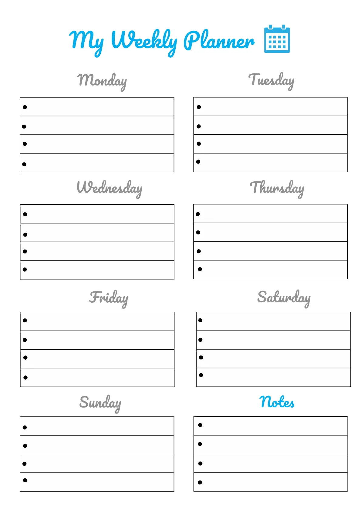 Free Creative Planner Template to Edit Online