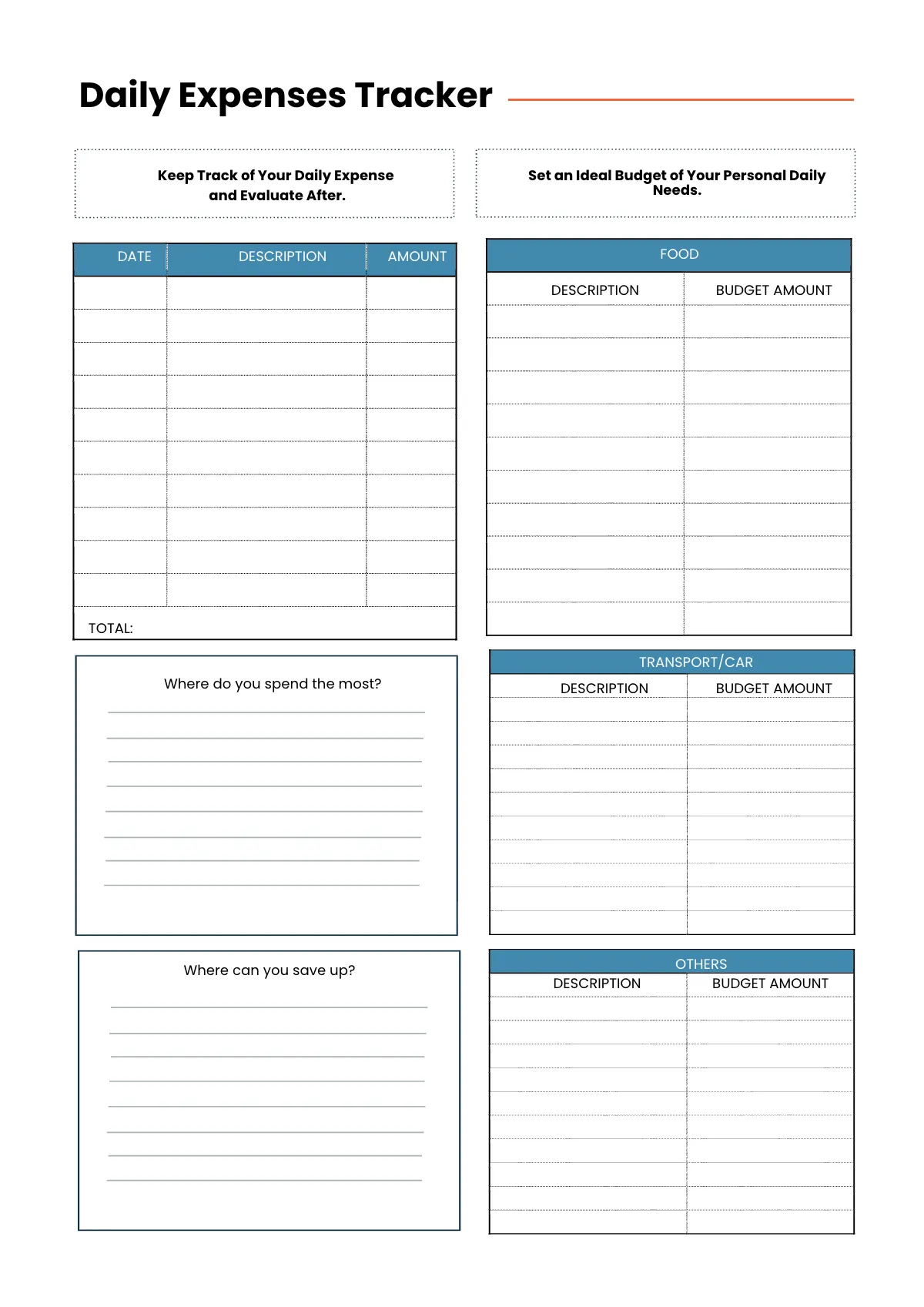 Free Printable Financial Planner Template to Edit Online
