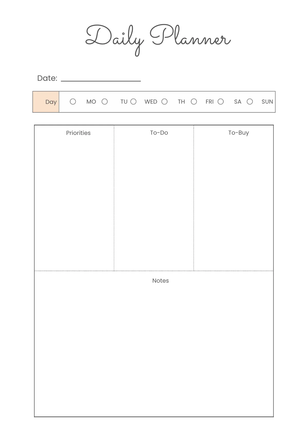 Free Basic Planner Template to Edit Online