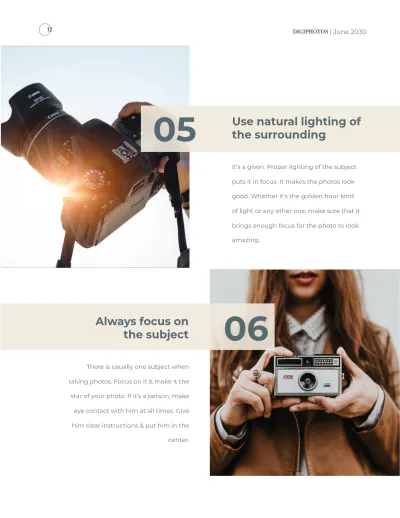 Free Photographer Pricing Magazine Template to Edit Online