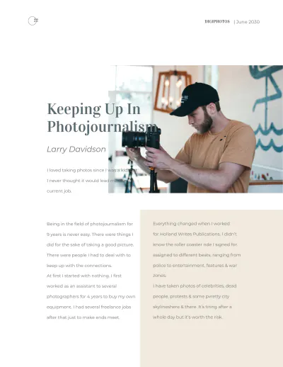 Free Photographer Pricing Magazine Template to Edit Online