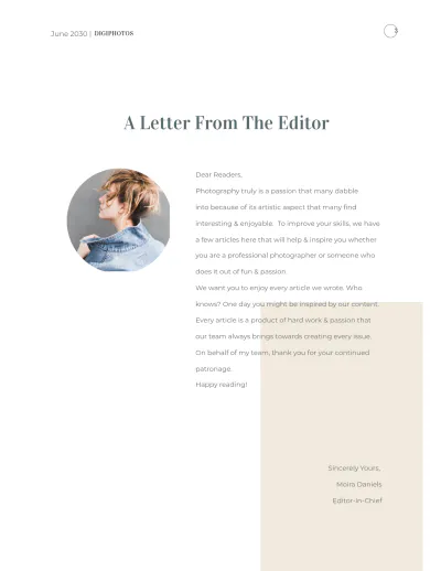 Free Photographer Pricing Magazine Template to Edit Online