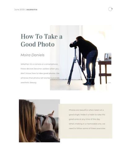 Free Photographer Pricing Magazine Template to Edit Online