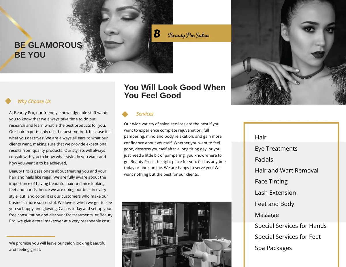 Free Creative Salon Tri-Fold Brochure Template to Edit Online