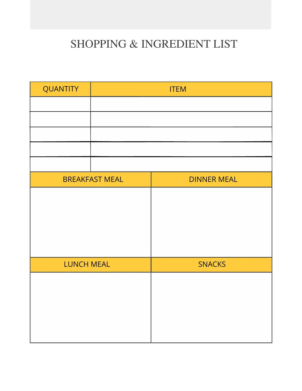 Free Printable Meal Planner Template to Edit Online