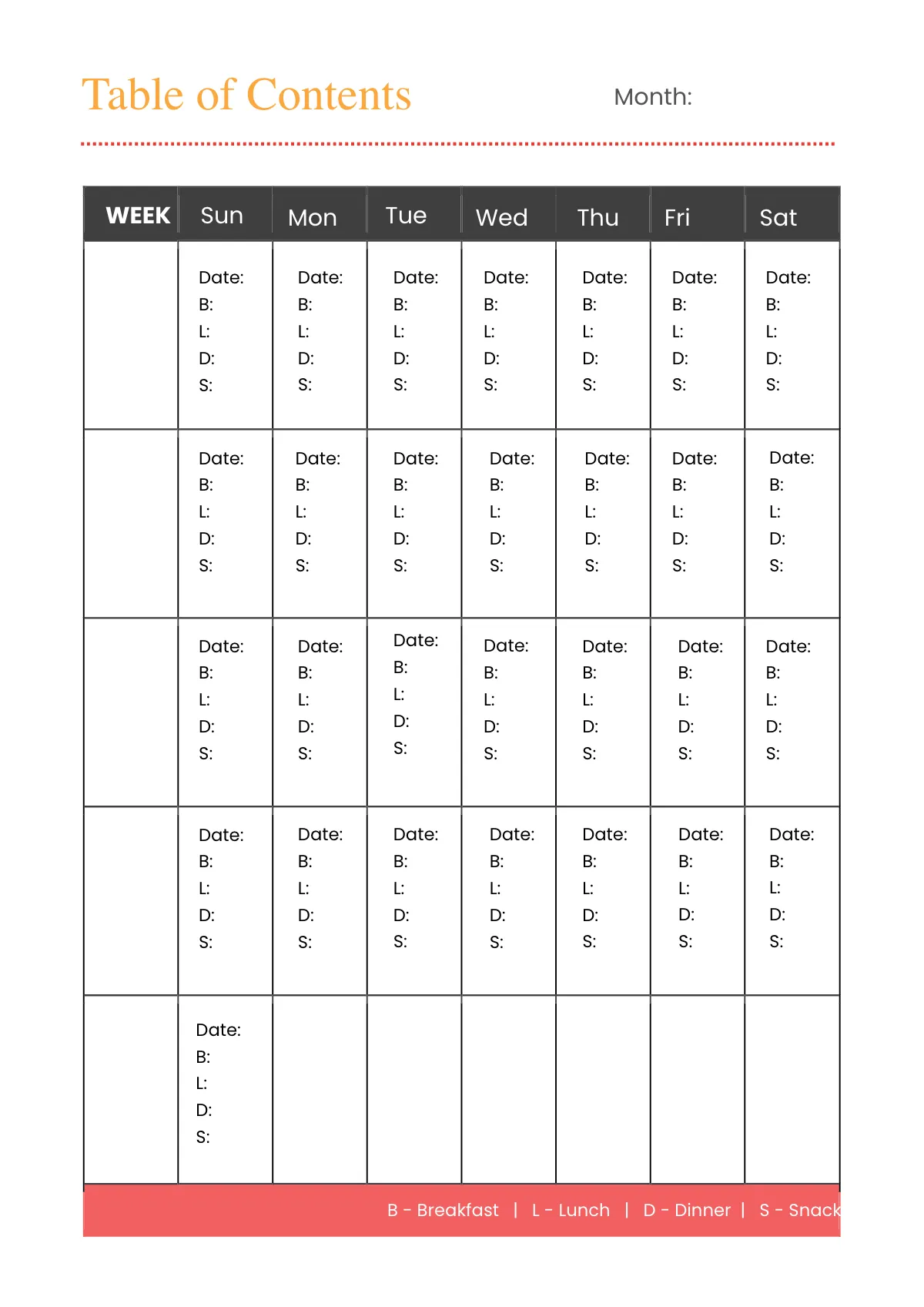 Free Blank Meal Planner Template to Edit Online