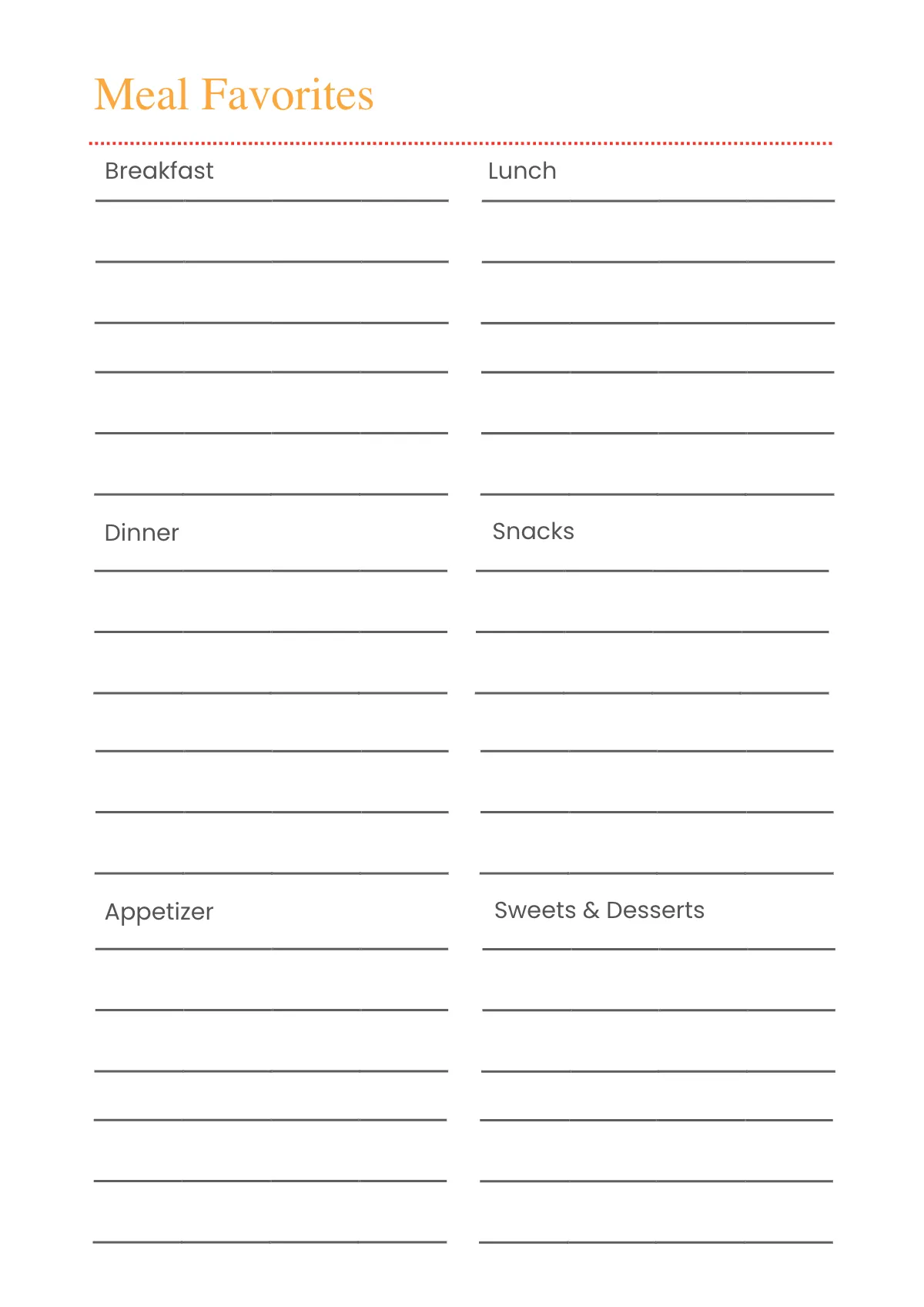Free Blank Meal Planner Template to Edit Online