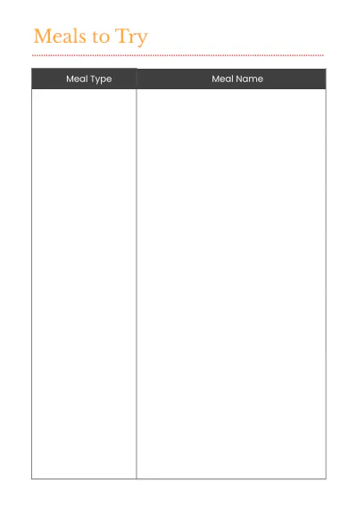 Free Blank Meal Planner Template to Edit Online
