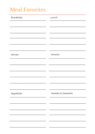 Free Blank Meal Planner Template to Edit Online