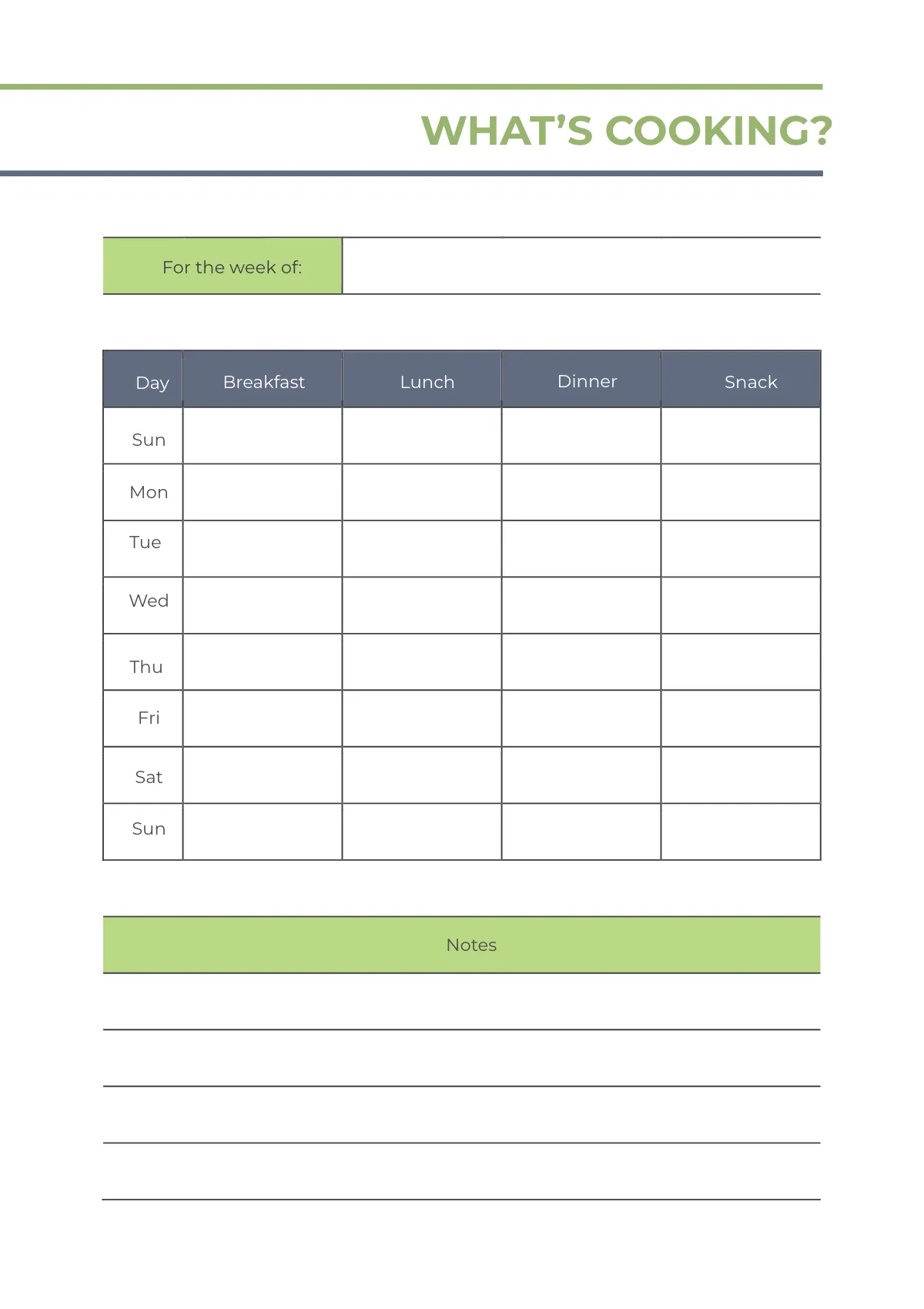 Free Basic Meal Planner Template to Edit Online