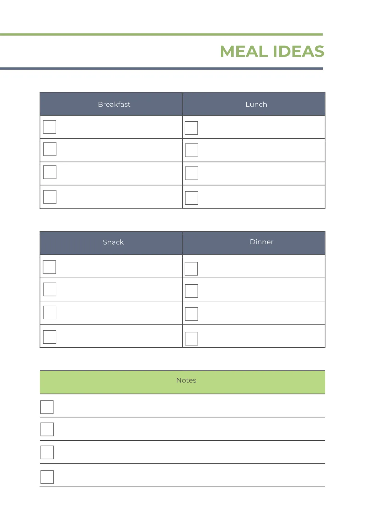 Free Basic Meal Planner Template to Edit Online