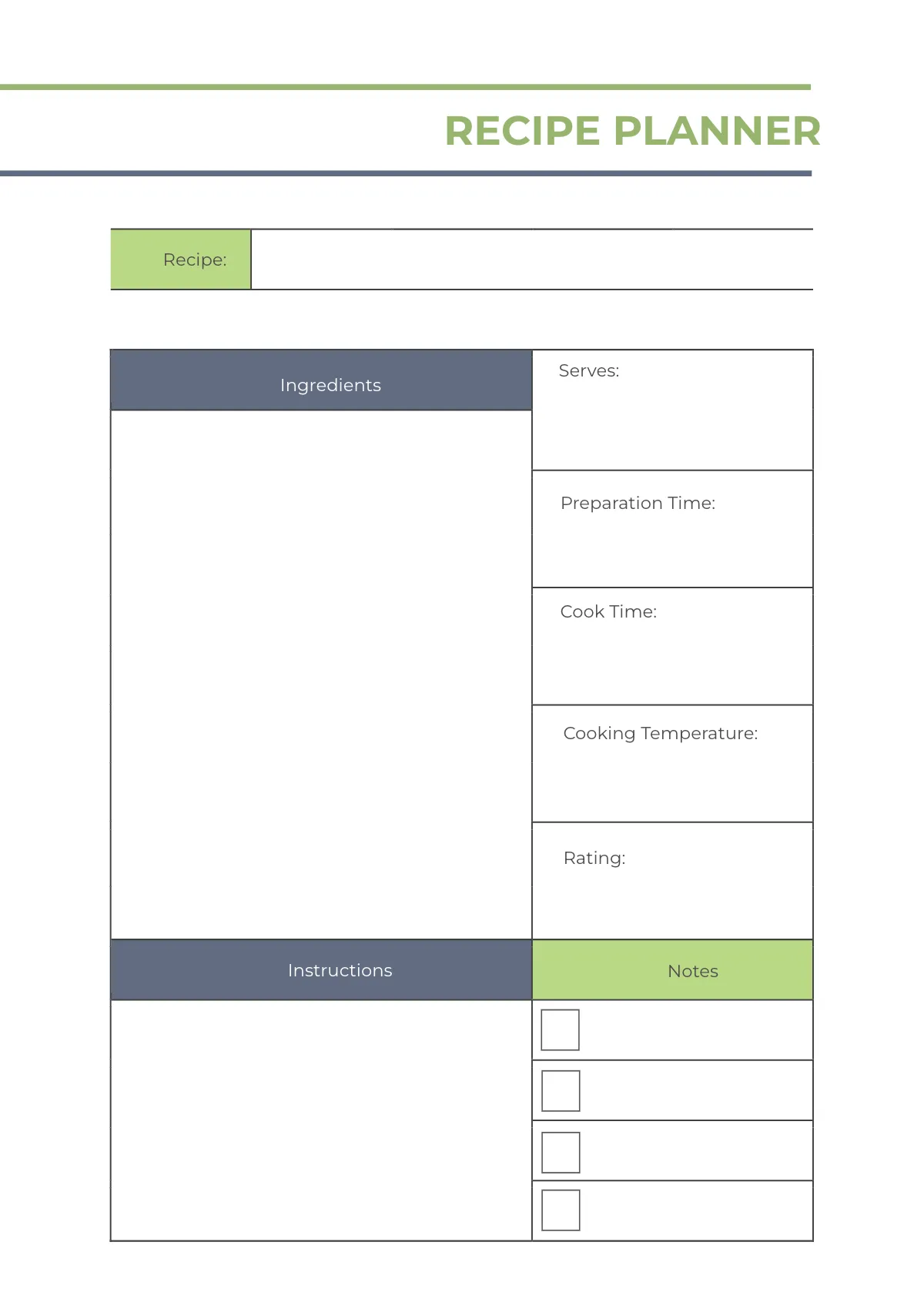 Free Basic Meal Planner Template to Edit Online
