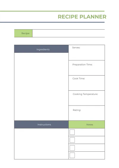 Free Basic Meal Planner Template to Edit Online