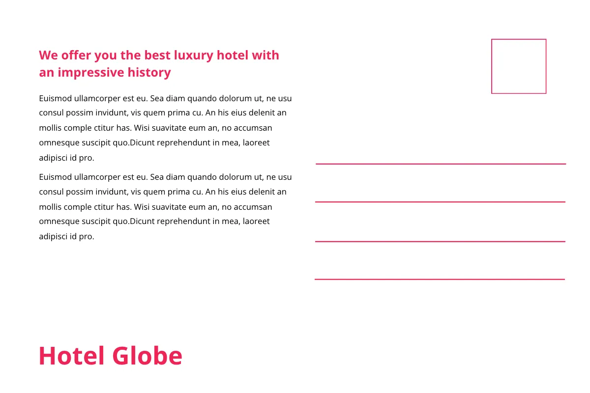 Free Modern Hotel Postcard Template to Edit Online