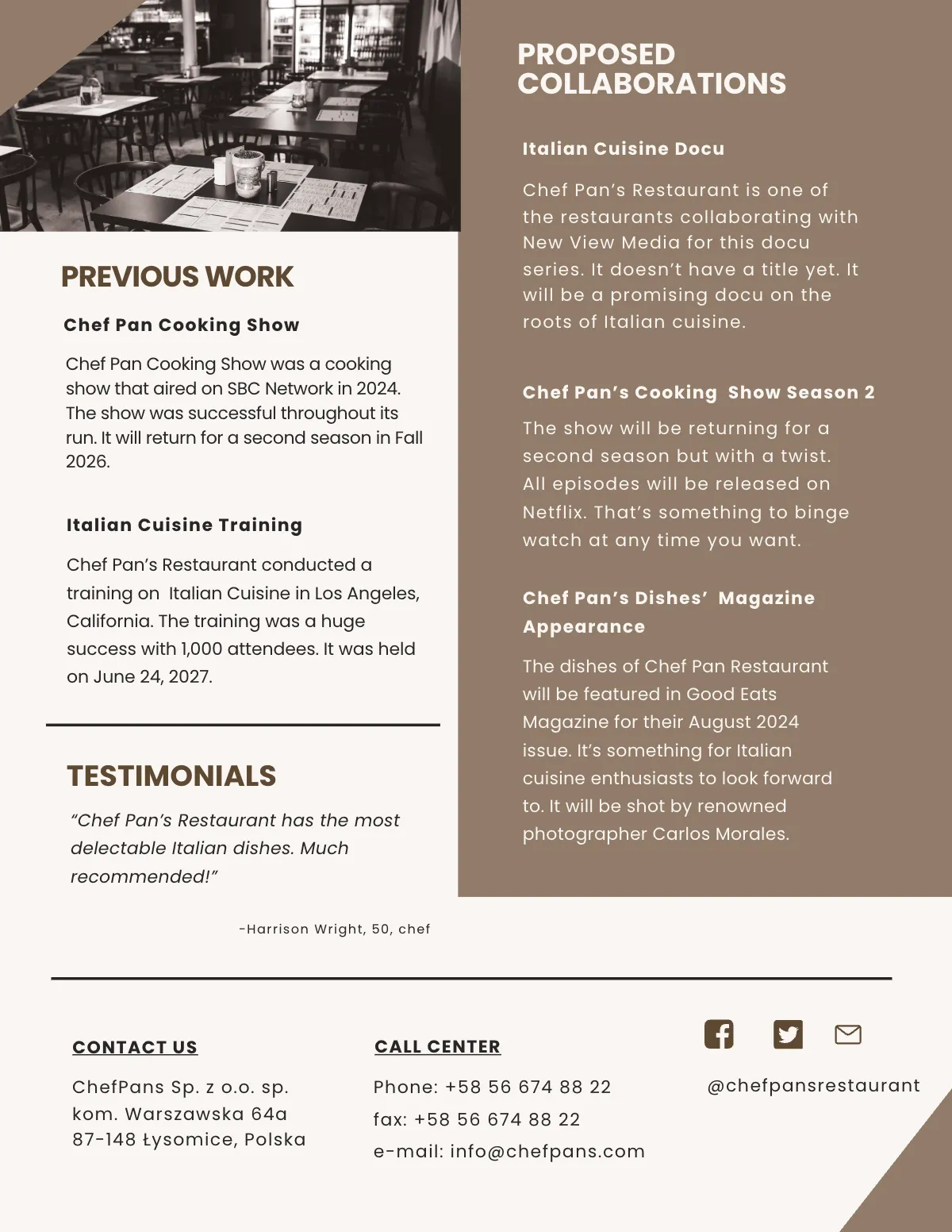 Free Restaurant Media Kit Template to Edit Online