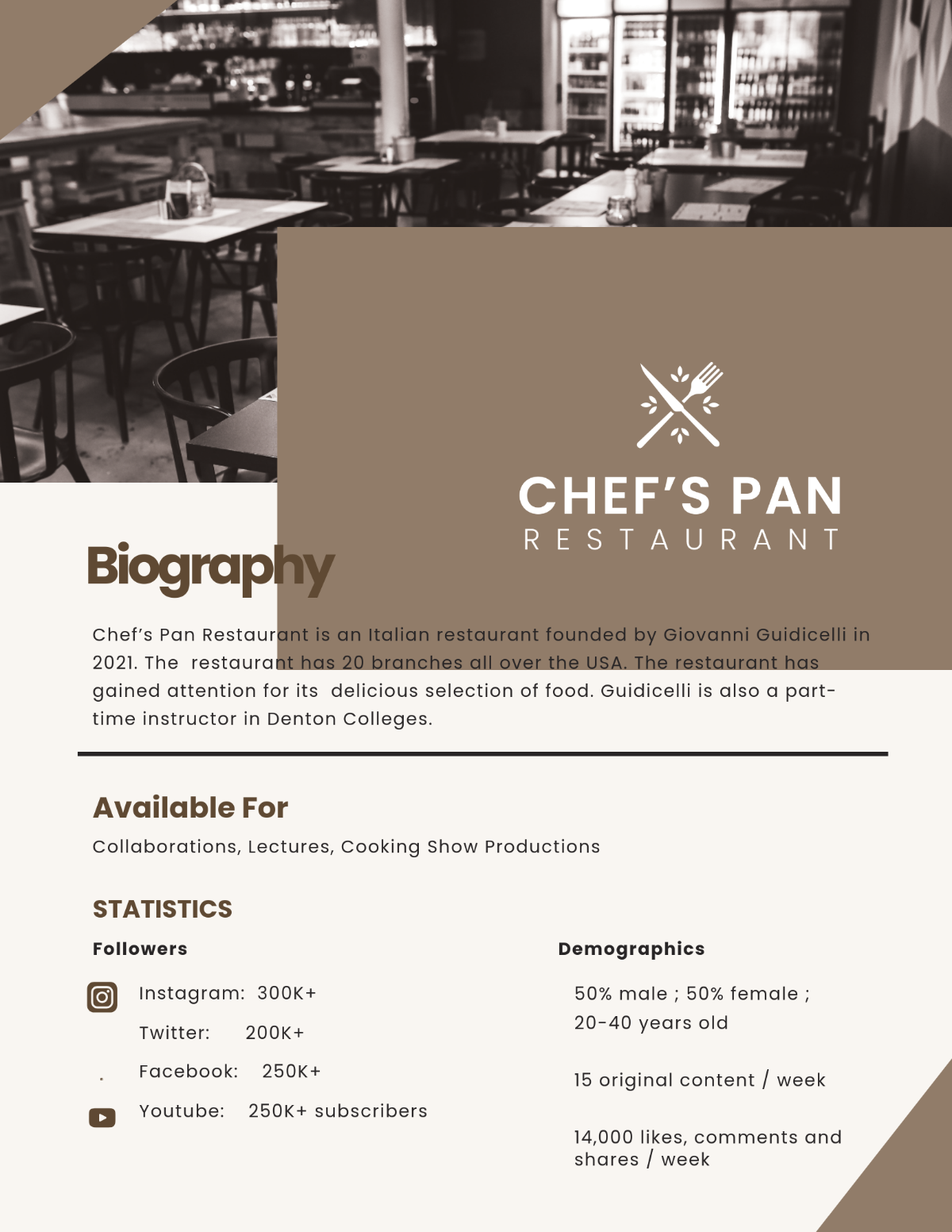 Free Restaurant Media Kit Template to Edit Online